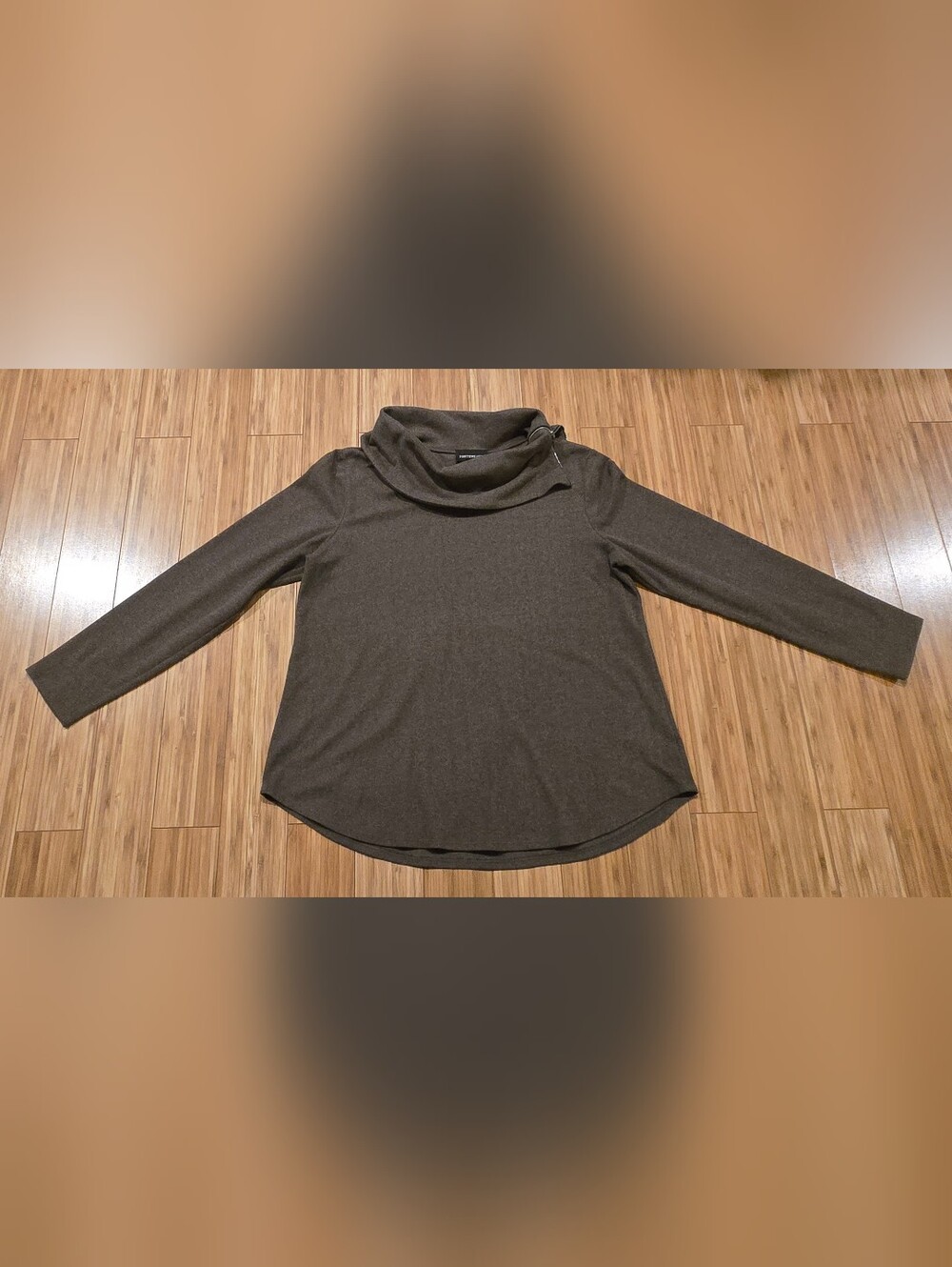 Fortune + Ivy Women's Brown Cowl Neck Soft Long Sleeve Top